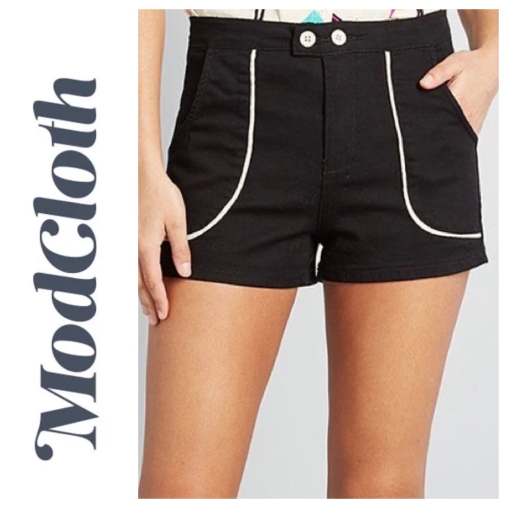 Black shorts with white piping from ModCloth, size 8